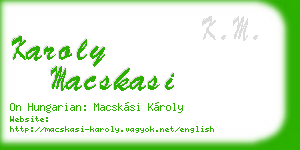 karoly macskasi business card