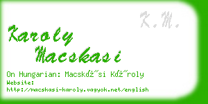 karoly macskasi business card